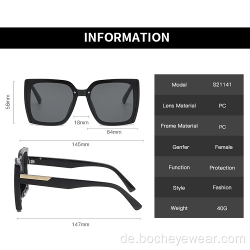 Neue Mode mit großem Rahmen quadratische Sonnenbrille Europäische und amerikanische Herren- und Damen-Straßenschießen-Reisnagel-Sonnenbrillen GRADIENT